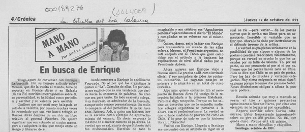En busca de Enrique  [artículo] Andrea Andrade.