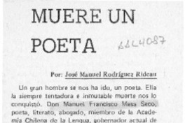 Muere un poeta  [artículo] José Manuel Rodríguez Rideau.
