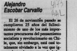 Alejandro Escobar Carvallo  [artículo] Alfonso Stephens Freire.