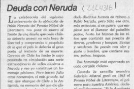 Deuda con Neruda  [artículo] S.