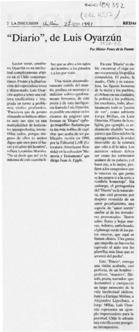 "Diario", de Luis Oyarzún  [artículo] Héctor Ponce de la Fuente.