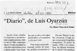"Diario", de Luis Oyarzún  [artículo] Héctor Ponce de la Fuente.