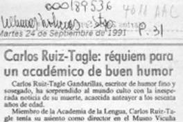 Carlos Ruiz-Tagle, réquiem para un académico de buen humor  [artículo] Samuel Valenzuela Y.