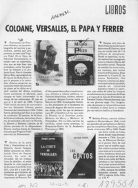 Coloane, Versalles, el Papa y Ferrer  [artículo] C. R.