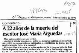 A 22 años de la muerte del escritor José María Arguedas  [artículo] Hurive.