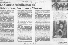 En Cañete subdirector de Bibliotecas, Archivos y Museos  [artículo].
