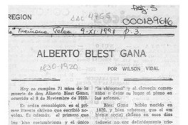 Alberto Blest Gana  [artículo] Wilson Vidal.