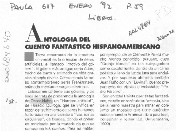 Antología del cuento fantástico hispanoamericano