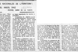 "Premios nacionales de literatura", de Miguel Angel Díaz  [artículo] Darío de la Fuente.