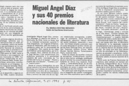 Miguel Angel Díaz y sus 40 Premios Nacionales de Literatura  [artículo] María Cristina Menares.