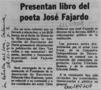 Presentan libro del poeta José Fajardo  [artículo].