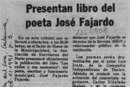 Presentan libro del poeta José Fajardo  [artículo].