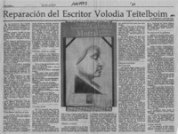 Reparación del escritor Volodia Teitelboim  [artículo] Enrique Lafourcade.