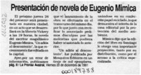 Presentación de novela de Eugenio Mimica  [artículo].