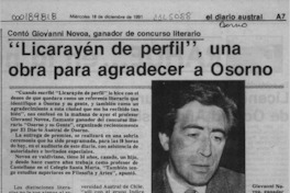 "Licarayén de perfil", una obra para agradecer a Osorno  [artículo].