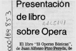 Presentación de libro sobre Opera  [artículo].