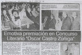 Emotiva premiación en concurso literario "Oscar Castro Zúñiga"