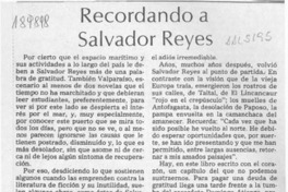Recordando a Salvador Reyes  [artículo] Hugo Rolando Cortés.