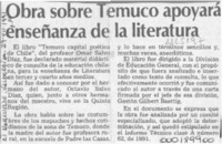 Obra sobre Temuco apoyará enseñanza de la literatura  [artículo].