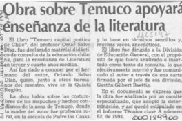 Obra sobre Temuco apoyará enseñanza de la literatura  [artículo].