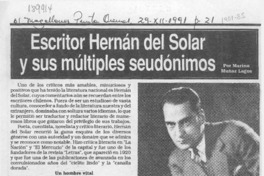 Escritor Hernán del Solar y sus múltiples seudónimos