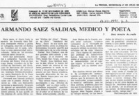 Armando Sáez Saldías, médico y poeta  [artículo] José Arraño Acevedo.