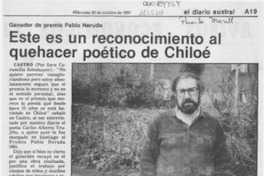 Este es un reconocimiento al quehacer poético de Chiloé