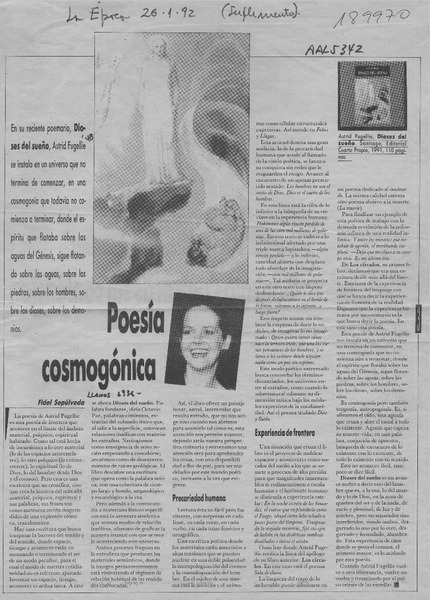 Poesía cosmogónica  [artículo] Fidel Sepúlveda Llanos.