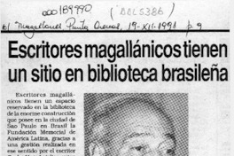 Escritores magallánicos tienen un sitio en biblioteca brasileña  [artículo].
