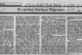 El escritor Enrique Wegmann  [artículo] Marino Muñoz Lagos.