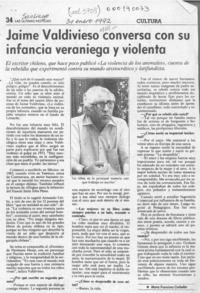 Jaime Valdivieso conversa con su infancia veraniega y violenta  [artículo] María Francisca Corbalán.