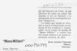 "Manu militari"  [artículo] Juan Antonio Vigorena.