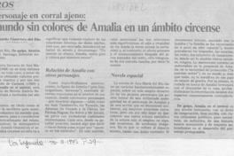 El Mundo sin colores de Amalia en un ámbito circense  [artículo] Eduardo Guerrero del Río.