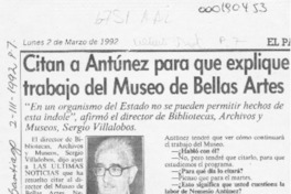 Citan a Antúnez para que explique trabajo del Museo de Bellas Artes  [artículo].