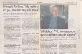 Villalobos, "No corresponde que se aplique sanción alguna"  [artículo].