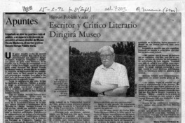 Escritor y crítico literario dirigirá Museo  [artículo] María Teresa Cárdenas M.