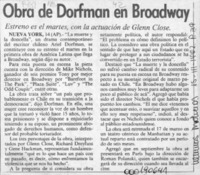 Obra de Dorfman en Broadway  [artículo].