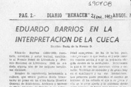 Eduardo Barrios en la interpretación de la cueca  [artículo] Darío de la Fuente D.