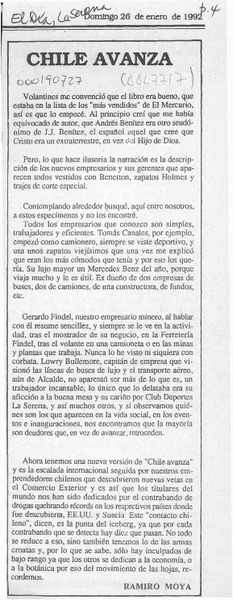 Chile avanza  [artículo] Ramiro Moya.