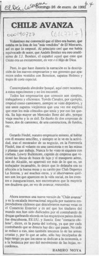 Chile avanza  [artículo] Ramiro Moya.