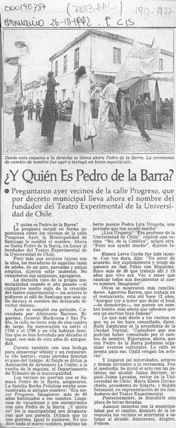 Y quién es Pedro de la Barra?  [artículo].