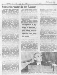 Rememoranza de un Jurista  [artículo] Pablo Rodríguez Grez.
