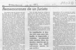 Rememoranza de un Jurista  [artículo] Pablo Rodríguez Grez.