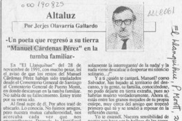 Un poeta que regresó a su tierra "Manuel Cárdenas Pérez" en la tumba familiar  [artículo] Jerjes Olavarría Gallardo.
