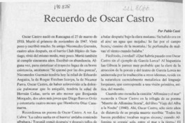 Recuerdo de Oscar Castro  [artículo] Pablo Cassi.