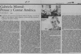 Gabriela Mistral, pensar y contar América  [artículo] Jaime Quezada.