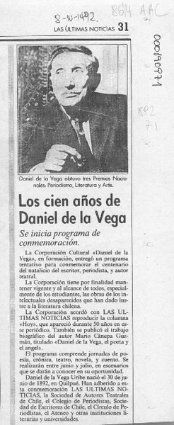 Los Cien años de Daniel de la Vega  [artículo].