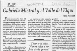 Gabriela Mistral y el Valle de Elqui  [artículo] María Inés Taulis.