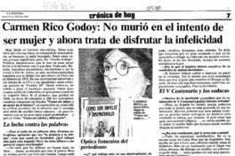 Carmen Rico Godoy, no murió en el intento de ser mujer y ahora trata de disfrutar la infelicidad  [artículo].