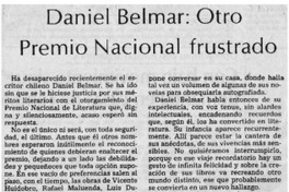 Daniel Belmar, otro Premio Nacional frustrado